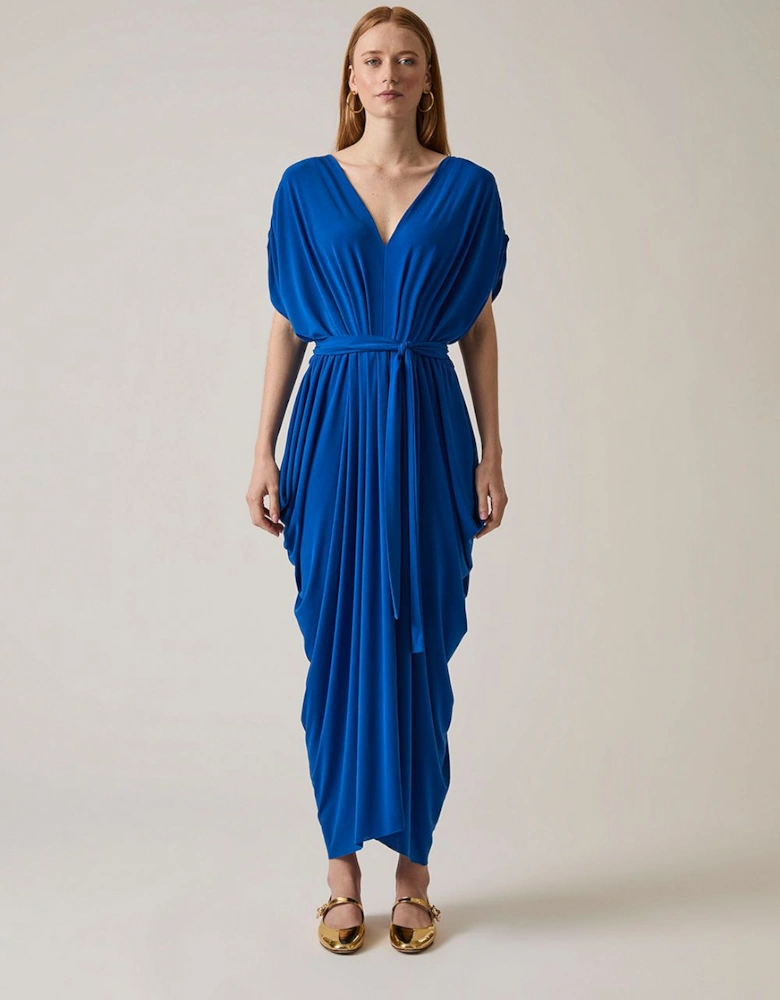 Draped Maxi Royal Dress