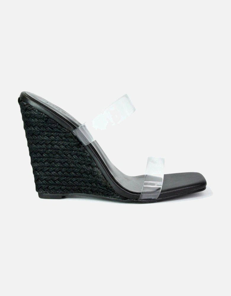 'Shea' Perspex Strappy Espadrilles Wedge Heel Sandals