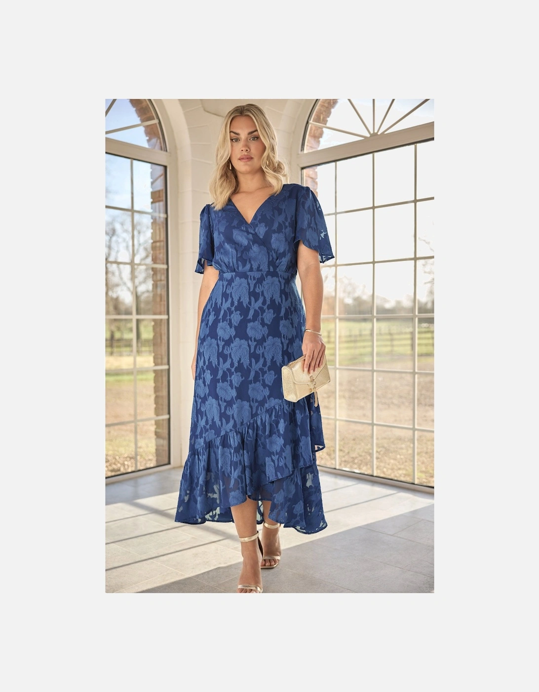 Jacquard Floral Wrap Dress, 2 of 1