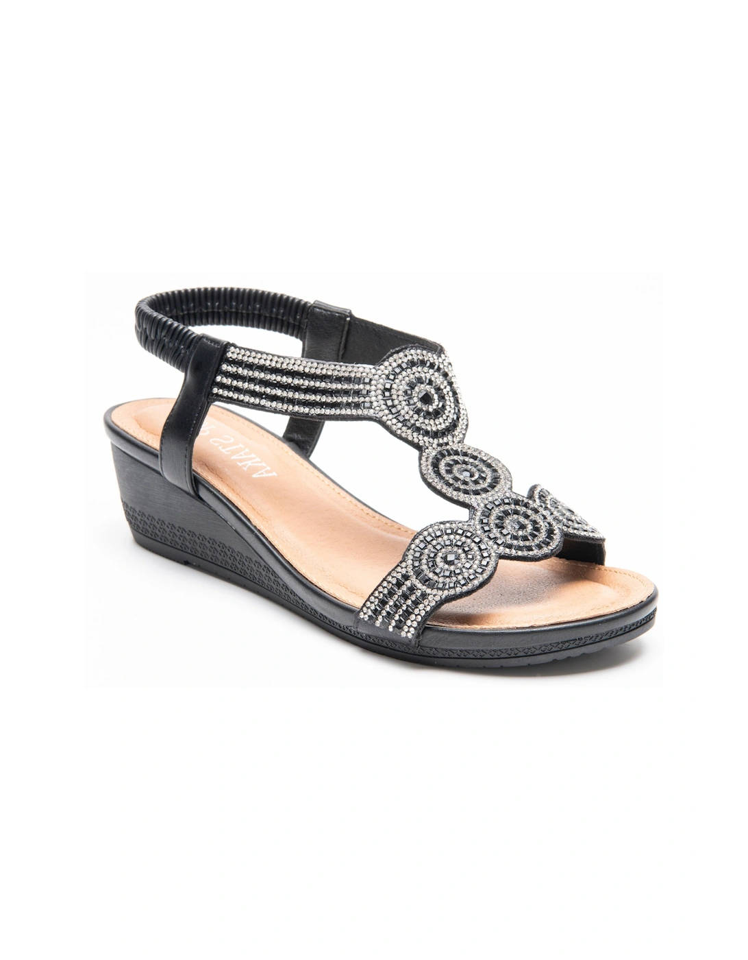 Sandal Ladies Crystal Sparkling Shine Wedge Heel, 2 of 1