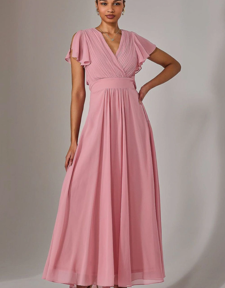 Chiffon Pleated Maxi Dress
