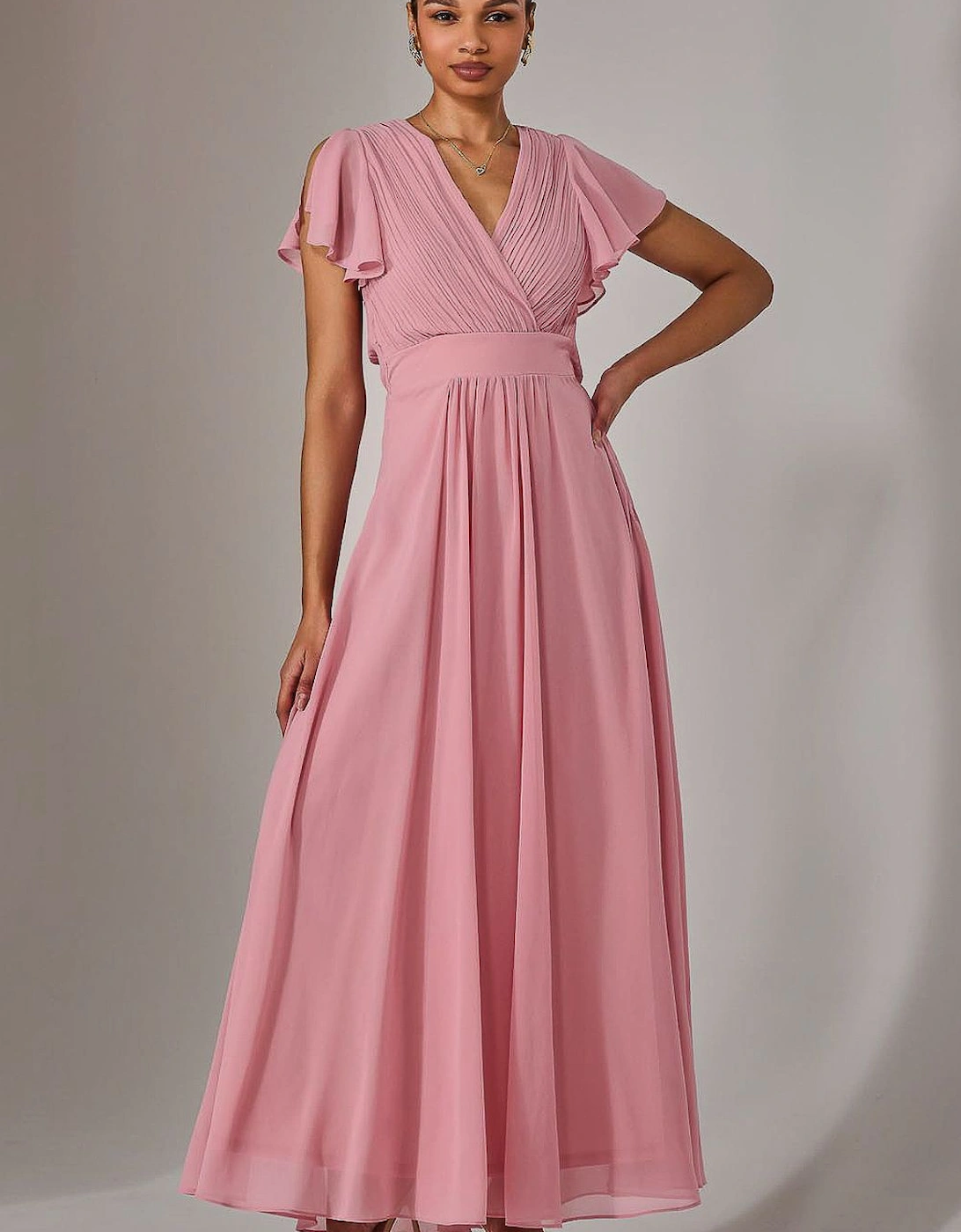 Chiffon Pleated Maxi Dress, 2 of 1