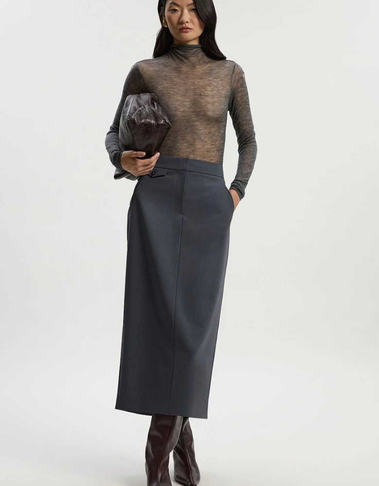 Tailored Twill Essential Pencil Maxi Skirt