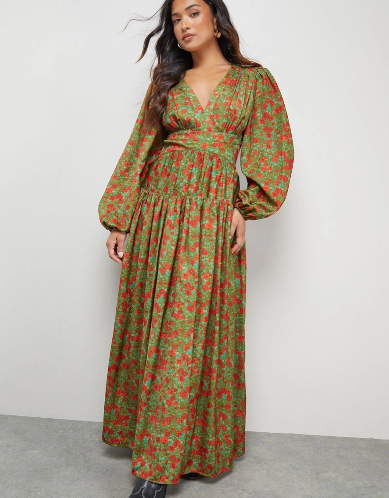 Petite Premium Satin Open Back Maxi Dress