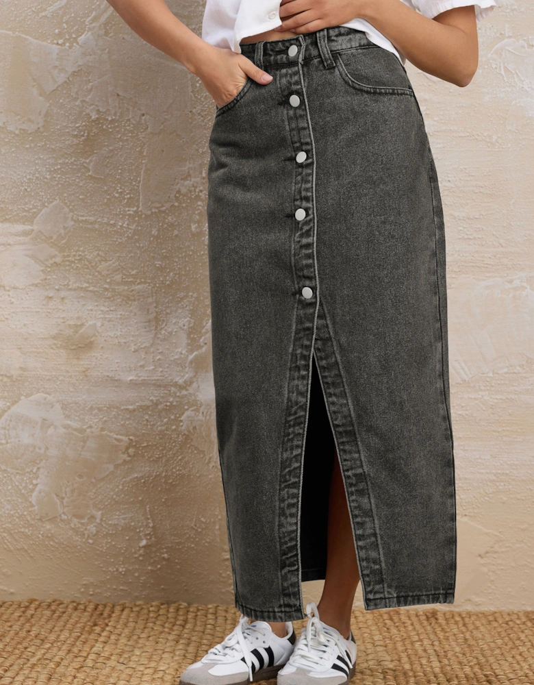 Petite Denim Midi Skirt