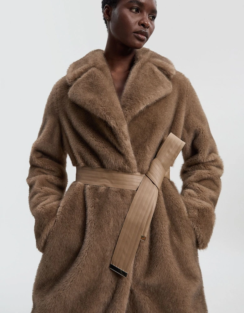 Faux Fur Longline Coat