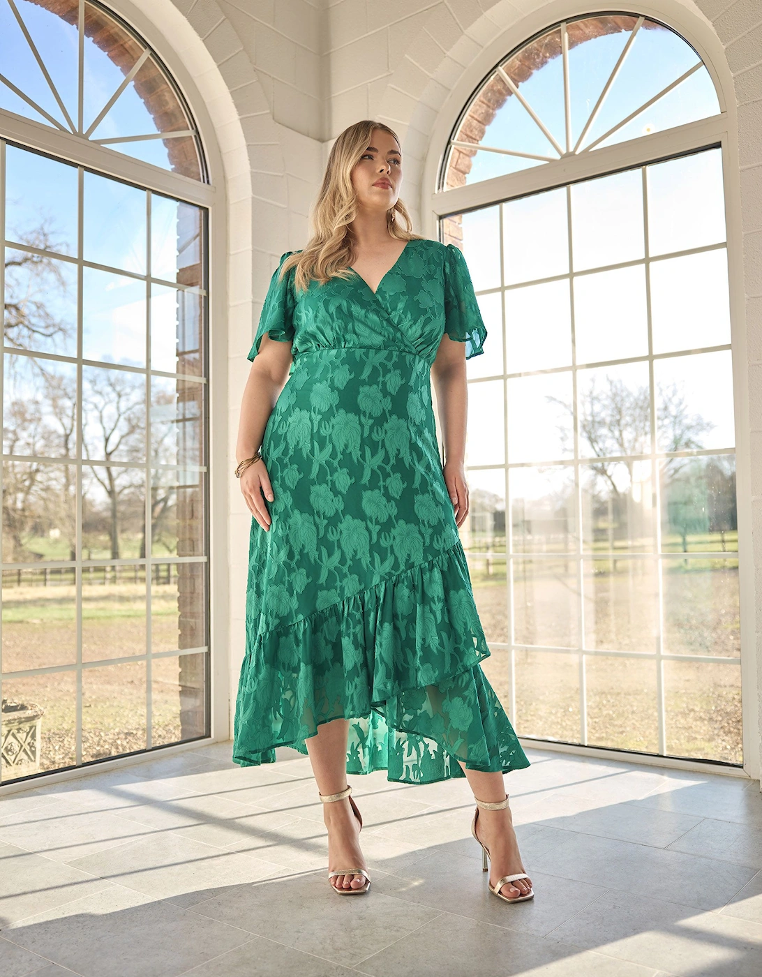 Jacquard Floral Wrap Dress, 2 of 1