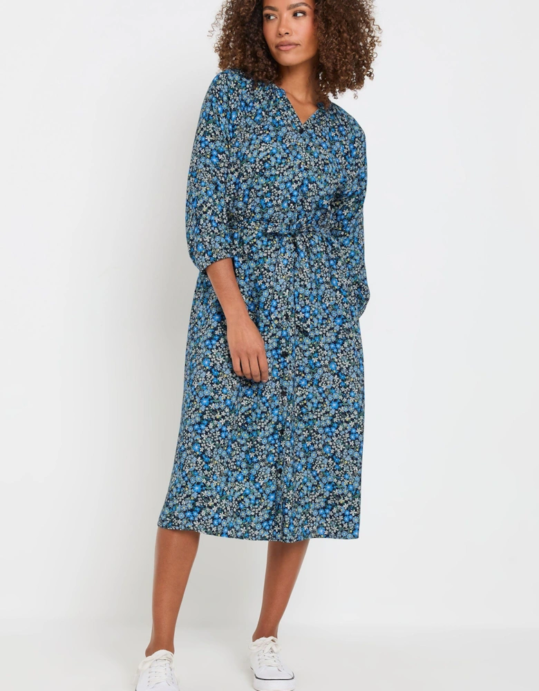 Ditsy Floral Print Button Through Dress