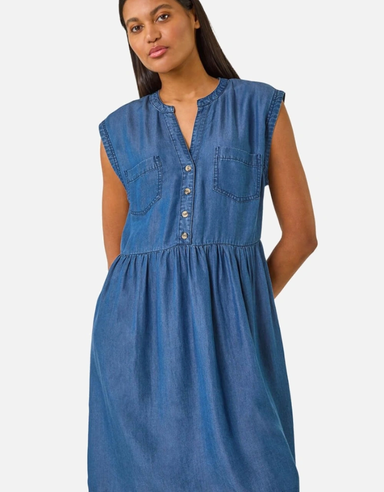Button Detail Gathered Dress