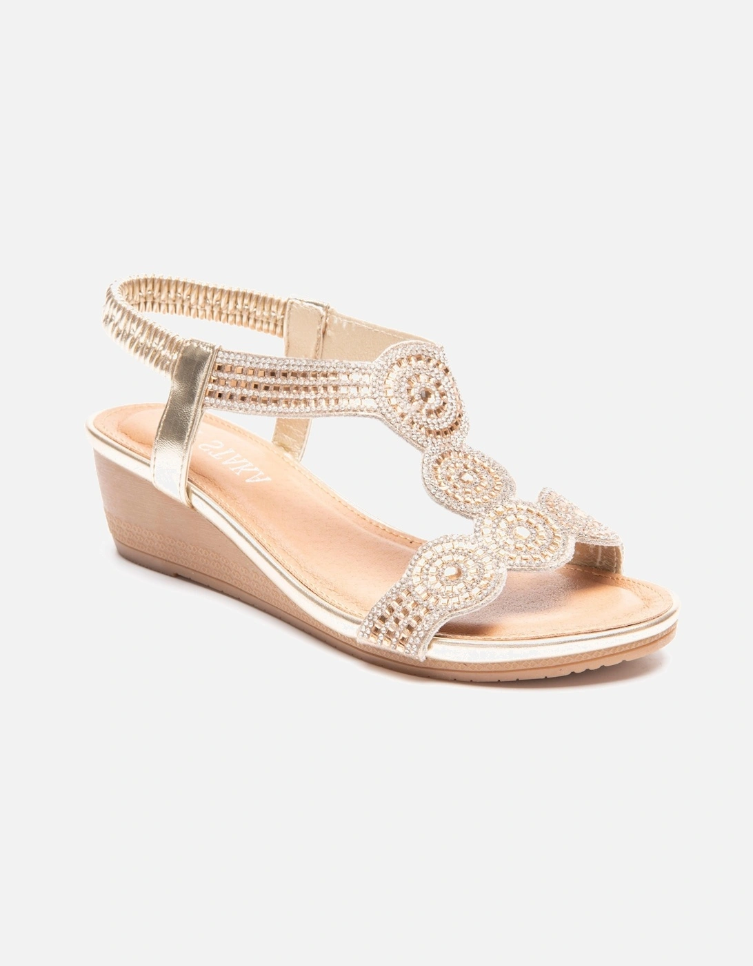 Sandal Ladies Crystal Sparkling Shine Wedge Heel, 2 of 1