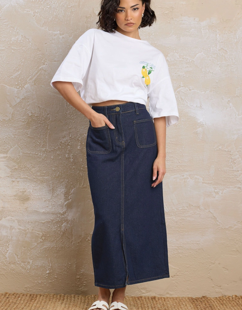 Petite Pocket Patch Denim Skirt