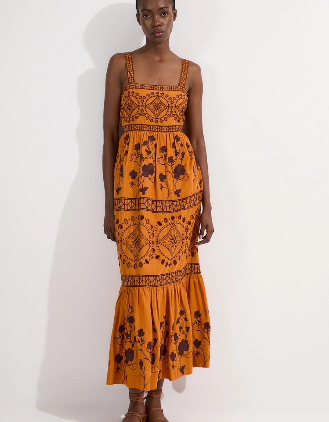 Petite Floral & Geo Embroidered Woven Maxi Dress, 2 of 1
