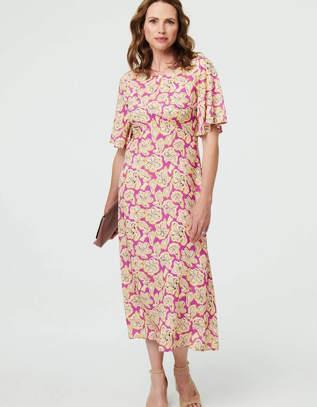 Floral 1/2 Flare Sleeve Midi Dress, 2 of 1