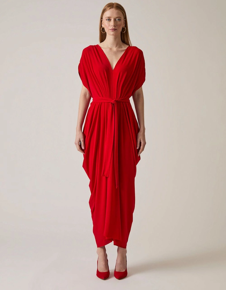 Draped Maxi Red Dress