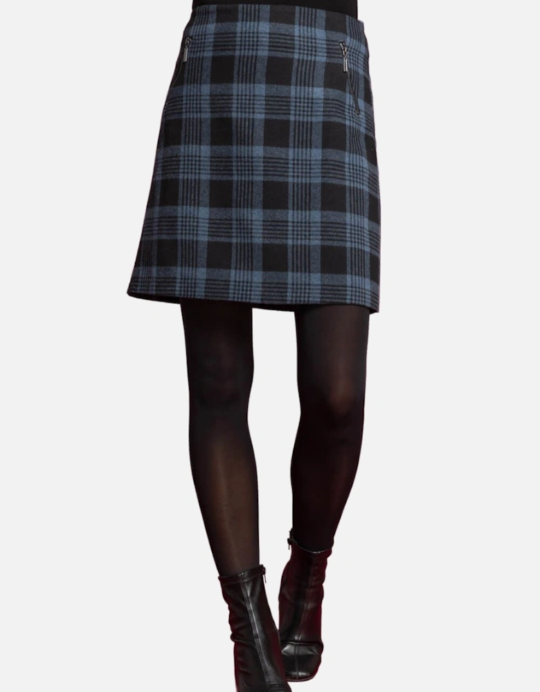 Check Print Zip Pocket A line Skirt
