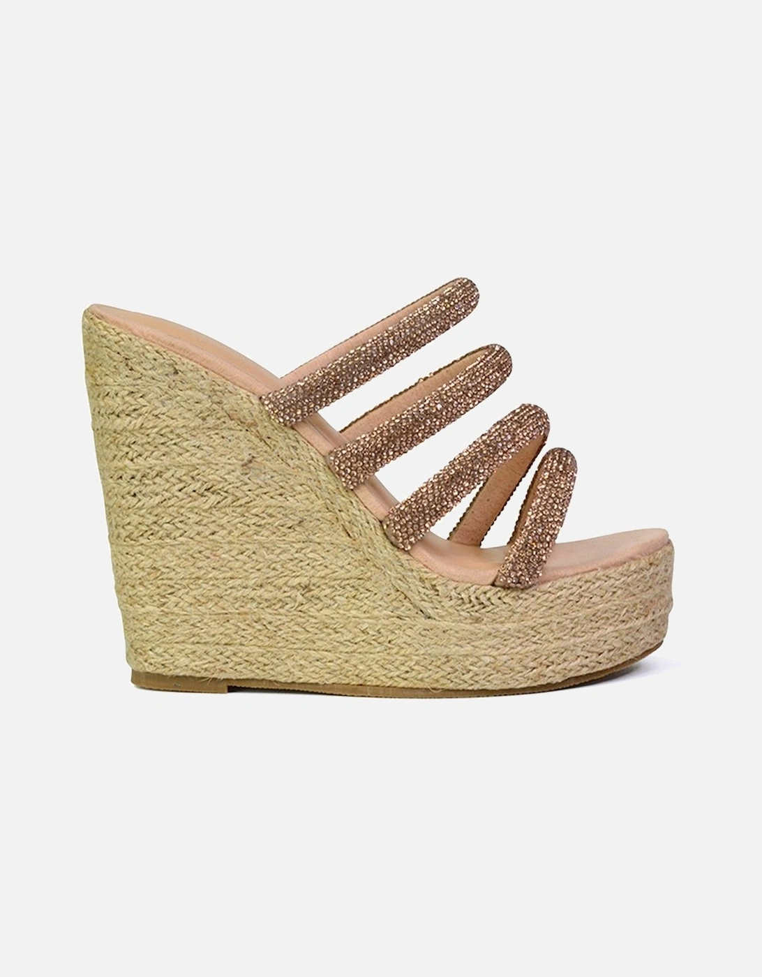 'Nalini' Diamante Strappy Platform Sandal Wedge Heels, 2 of 1