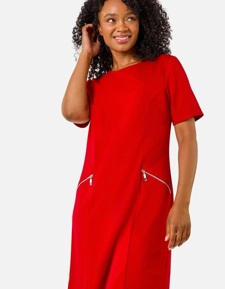 Petite Zip Detail Pocket Shift Dress