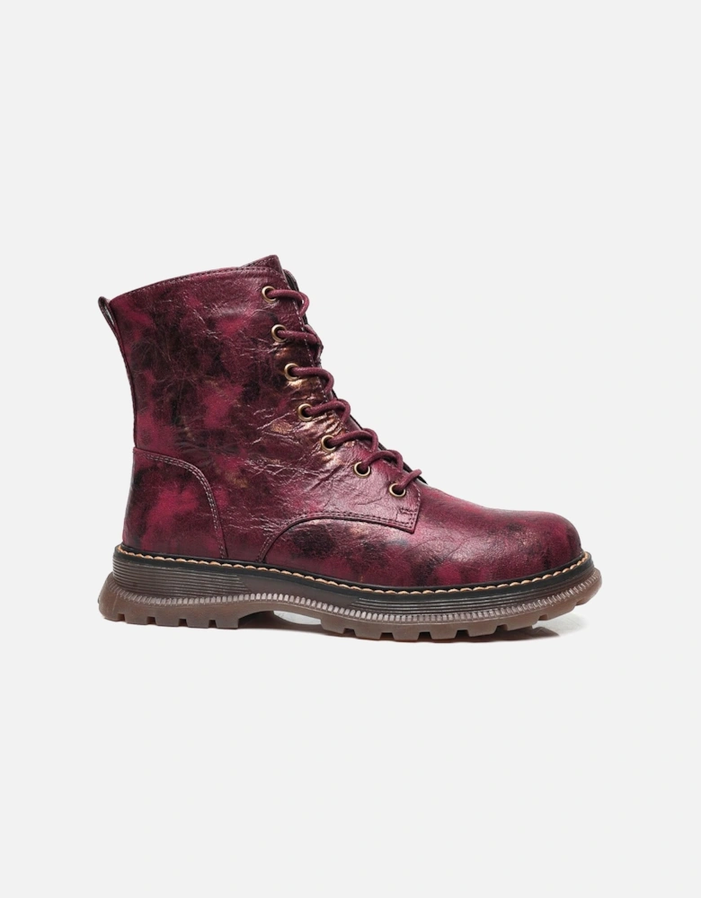 Combat Boots - Chunky - Lace Up Ankle Boots - Zip Up Closure