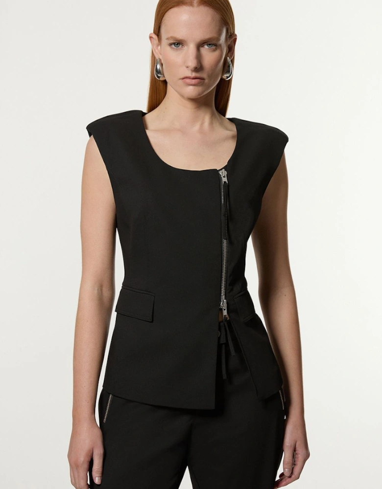 Tailored Viscose Zip Through Multi Stitch Waistcoat