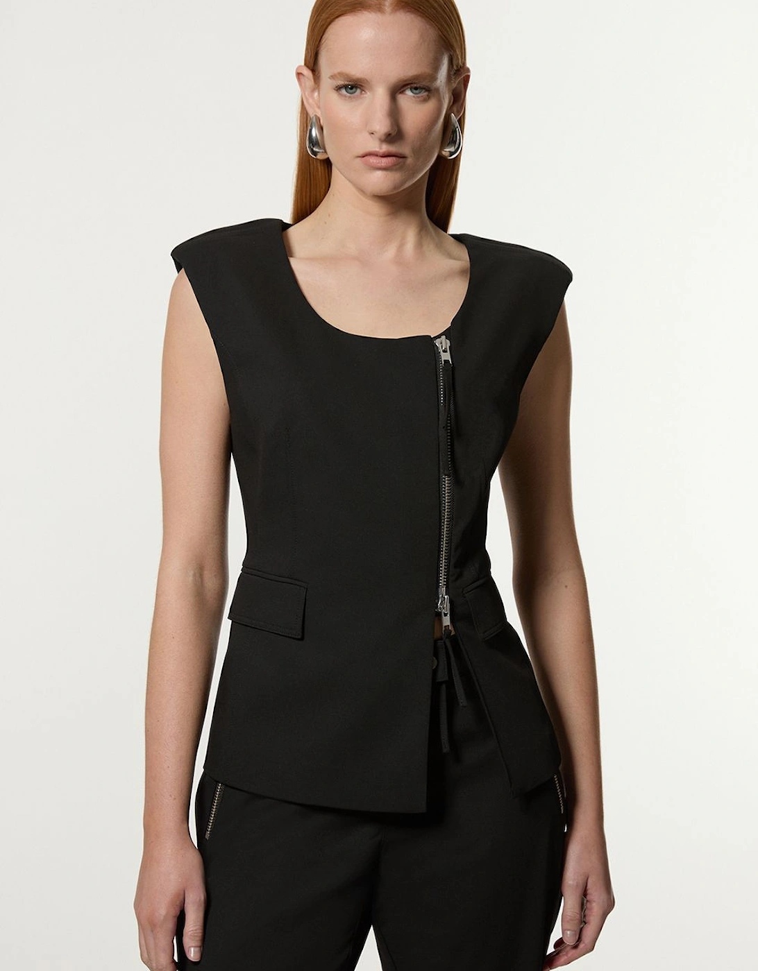 Tailored Viscose Zip Through Multi Stitch Waistcoat, 2 of 1