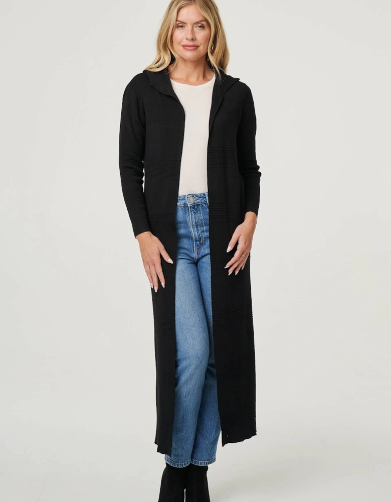 Hooded Open Front Longline Coat