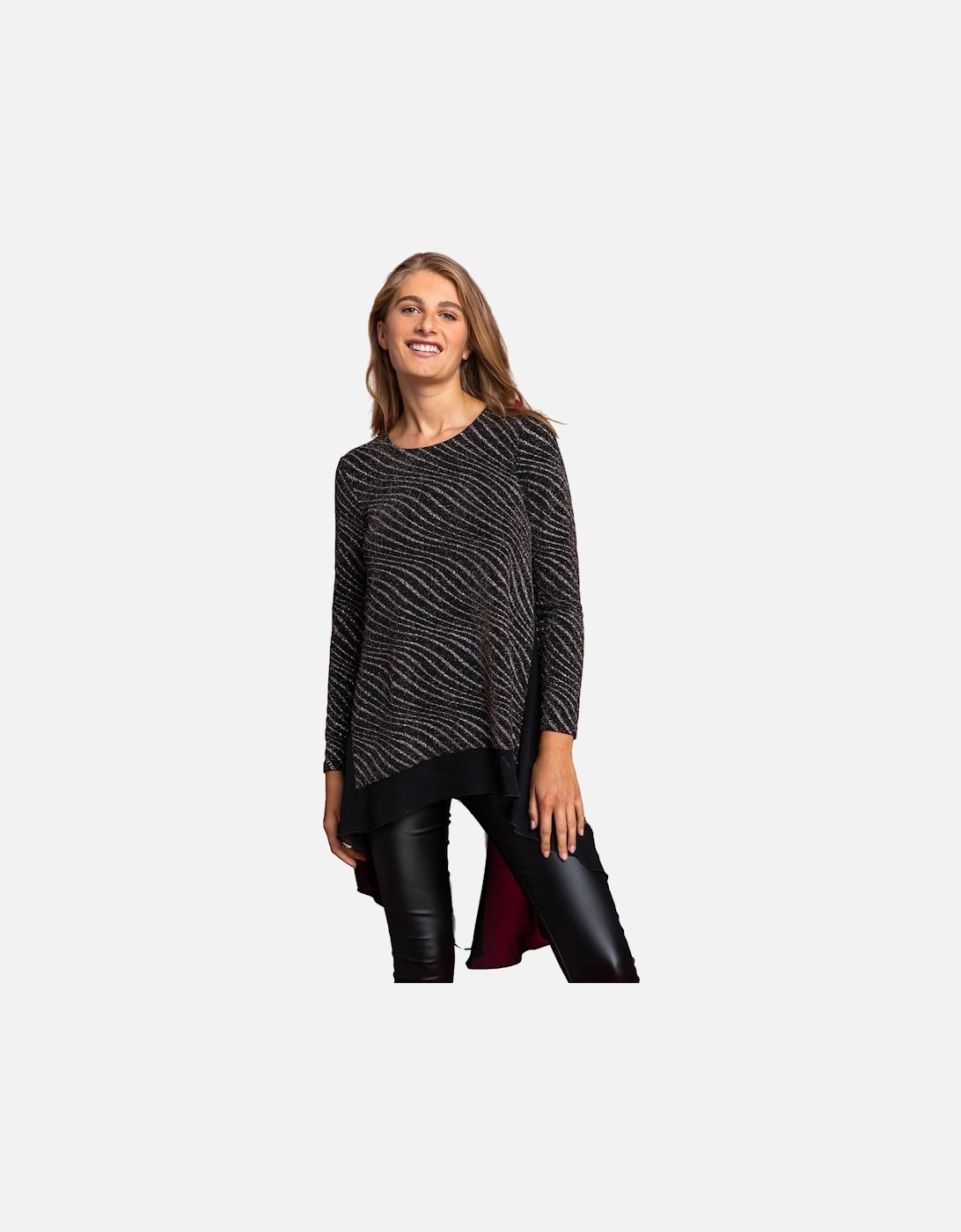 Glitter Wave Dipped Hem Tunic Top, 2 of 1
