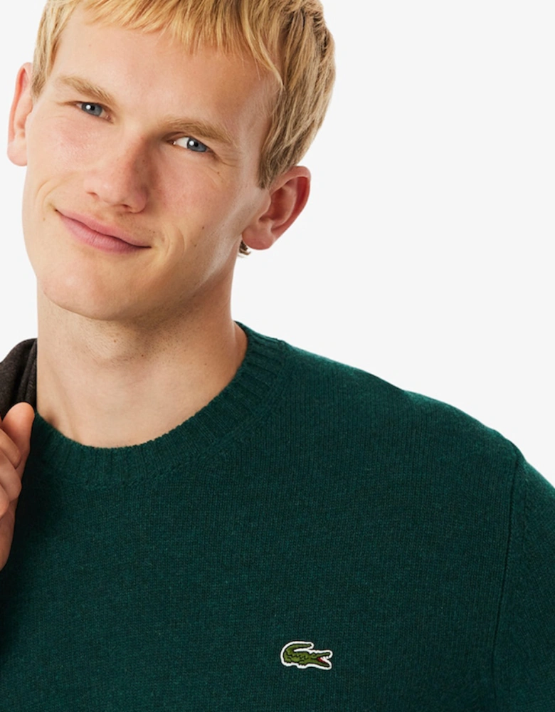 Carded Wool Crew Neck Sweater