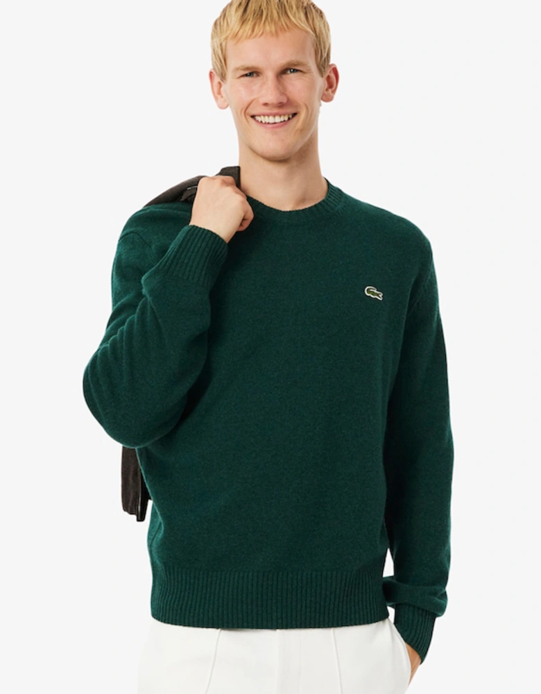 Carded Wool Crew Neck Sweater