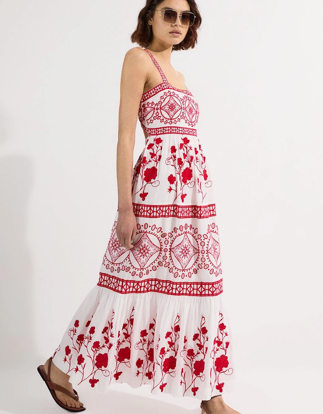 Floral & Geo Embroidered Woven Maxi Dress, 2 of 1