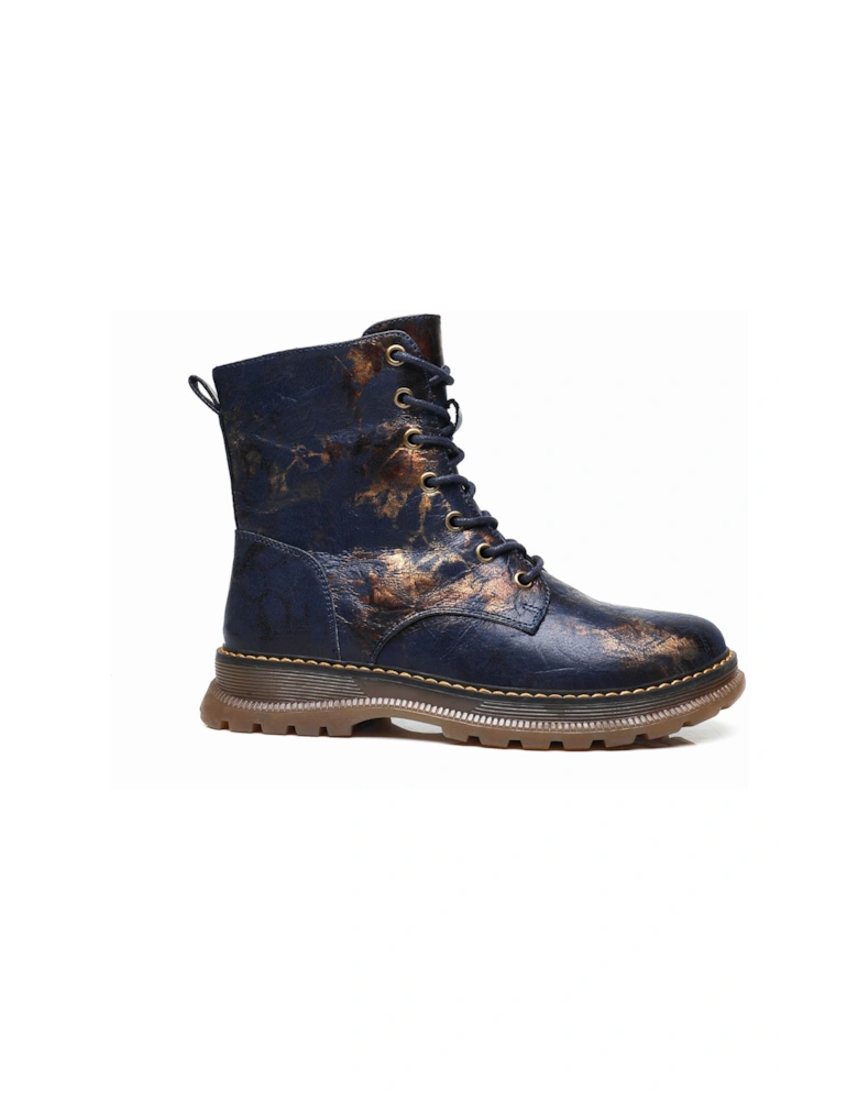 Combat Boots - Chunky - Lace Up Ankle Boots - Zip Up Closure