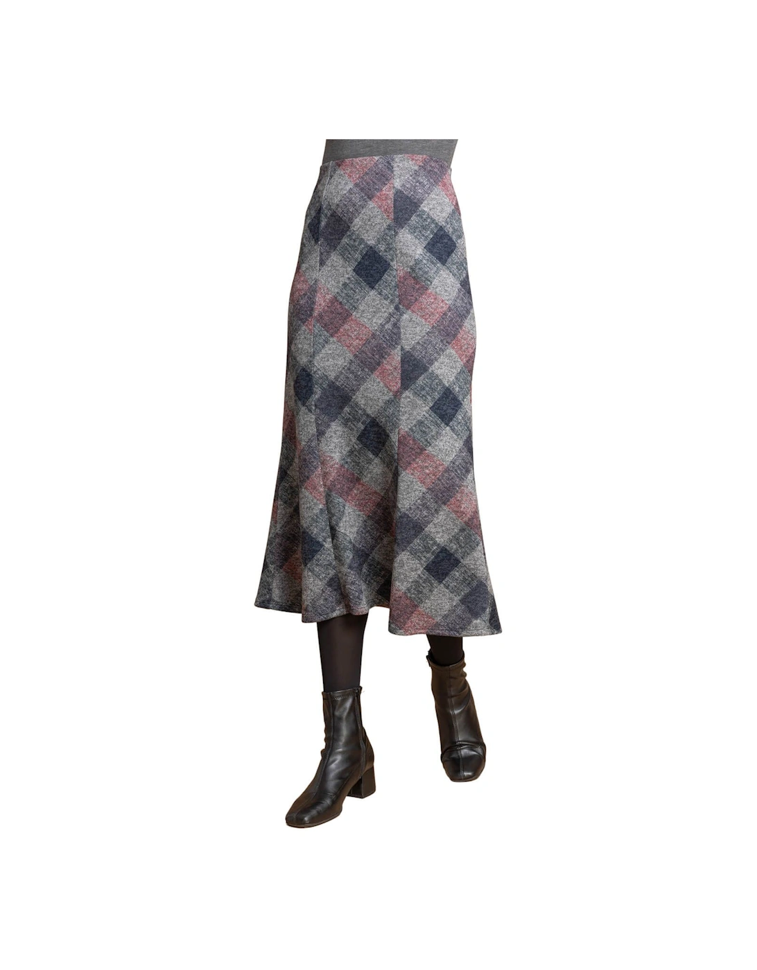 Check Print Fluted Midi Skirt, 2 of 1
