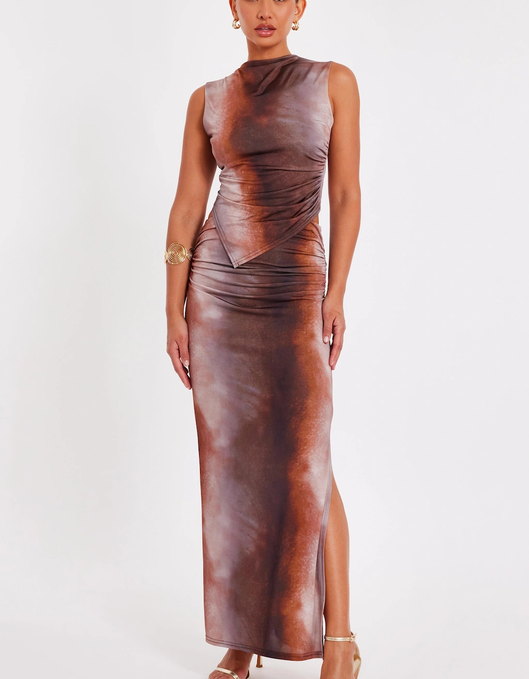 Brown Tie Dye Maxi Skirt, 2 of 1