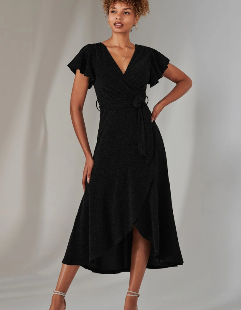 Marlie Metallic Angel Sleeve Maxi Dress