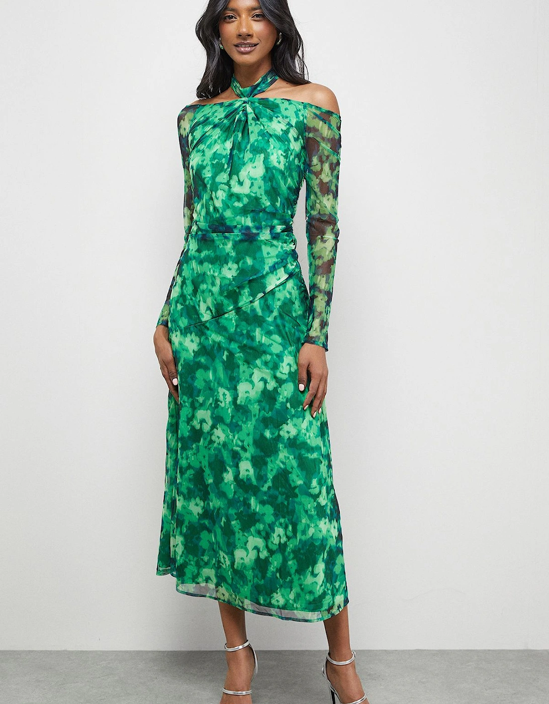 Print Twist Mesh Midi Dress, 2 of 1