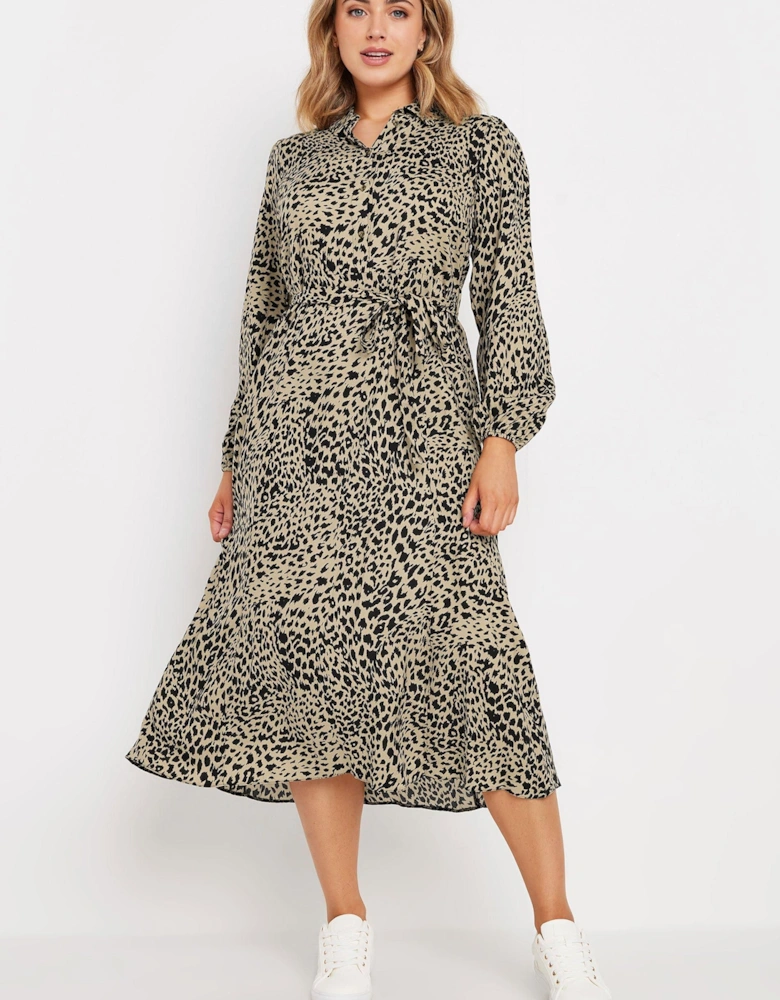 Leopard Print Midaxi Shirt Dress