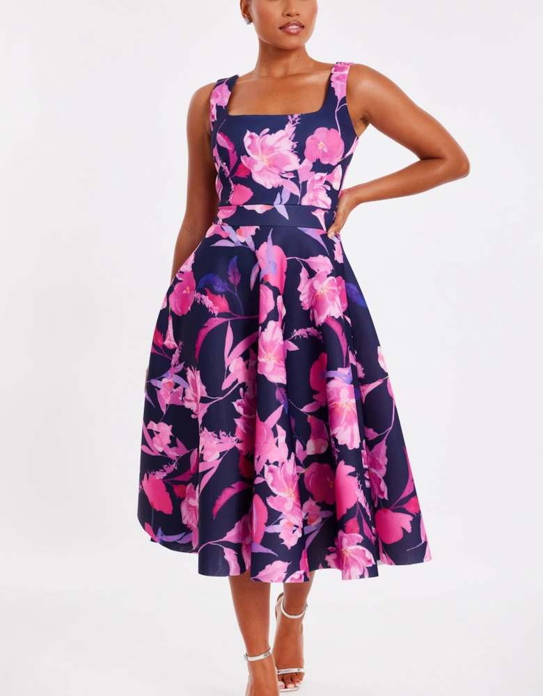 Navy Petite Floral Midaxi Dress