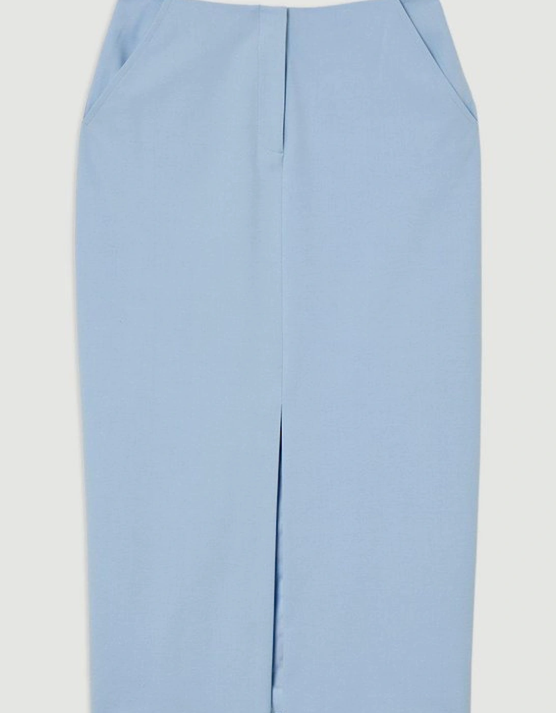Compact Stretch Stab Stitch Tailored Pencil Midi Skirt
