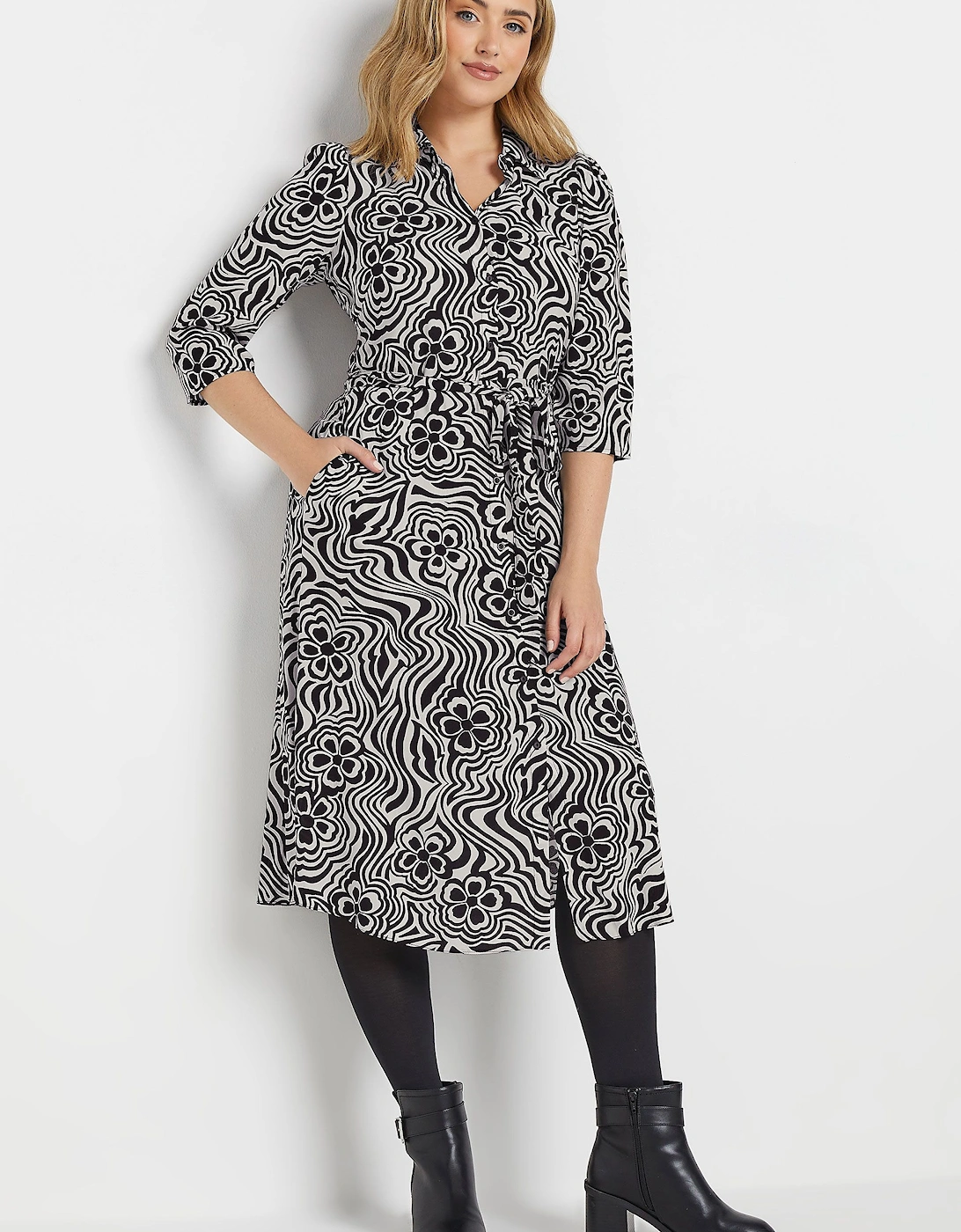 Floral Swirl Print Midaxi Shirt Dress, 2 of 1