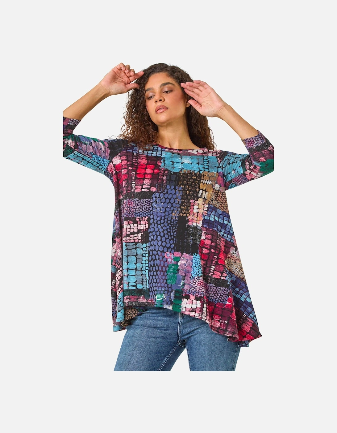 Abstract Print Asymmetric Tunic, 2 of 1