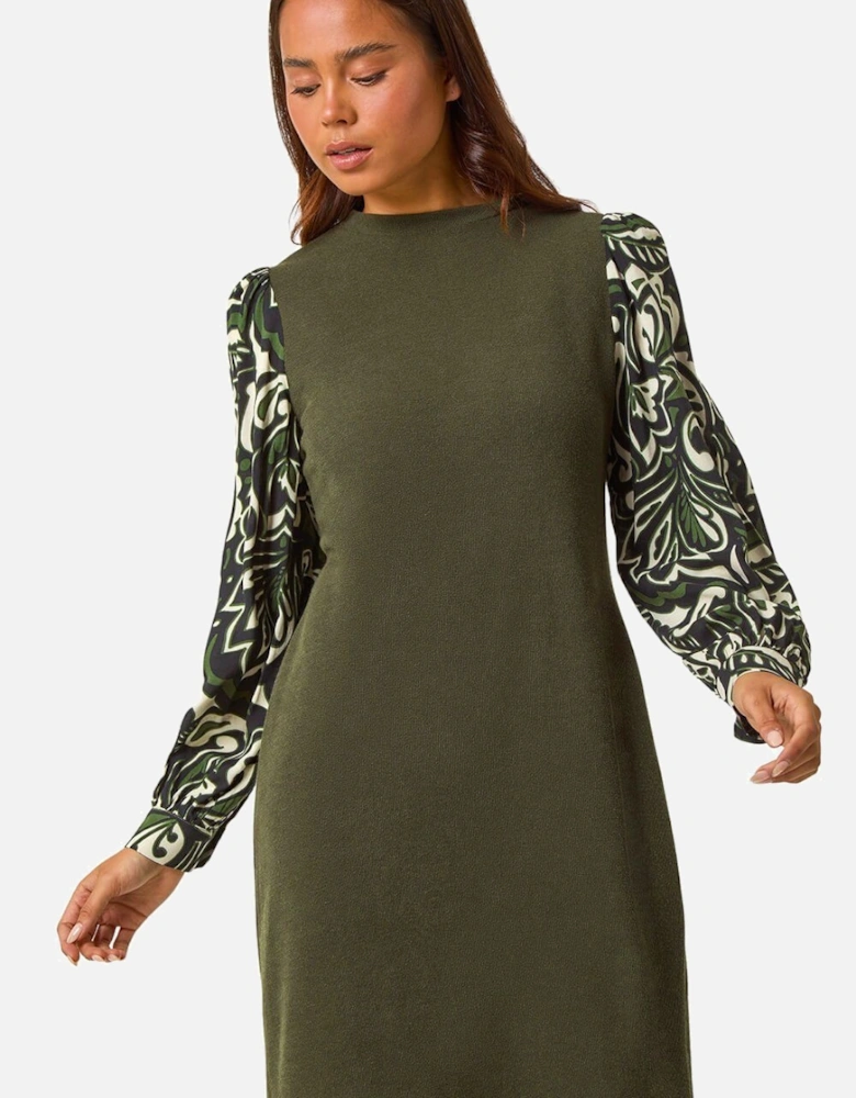Petite 2 in 1 Contrast Print Shift Dress