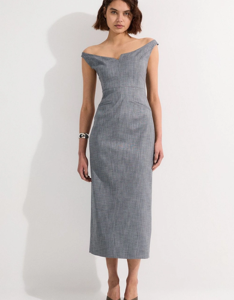 Tailored Marl Strappy Pencil Maxi Dress