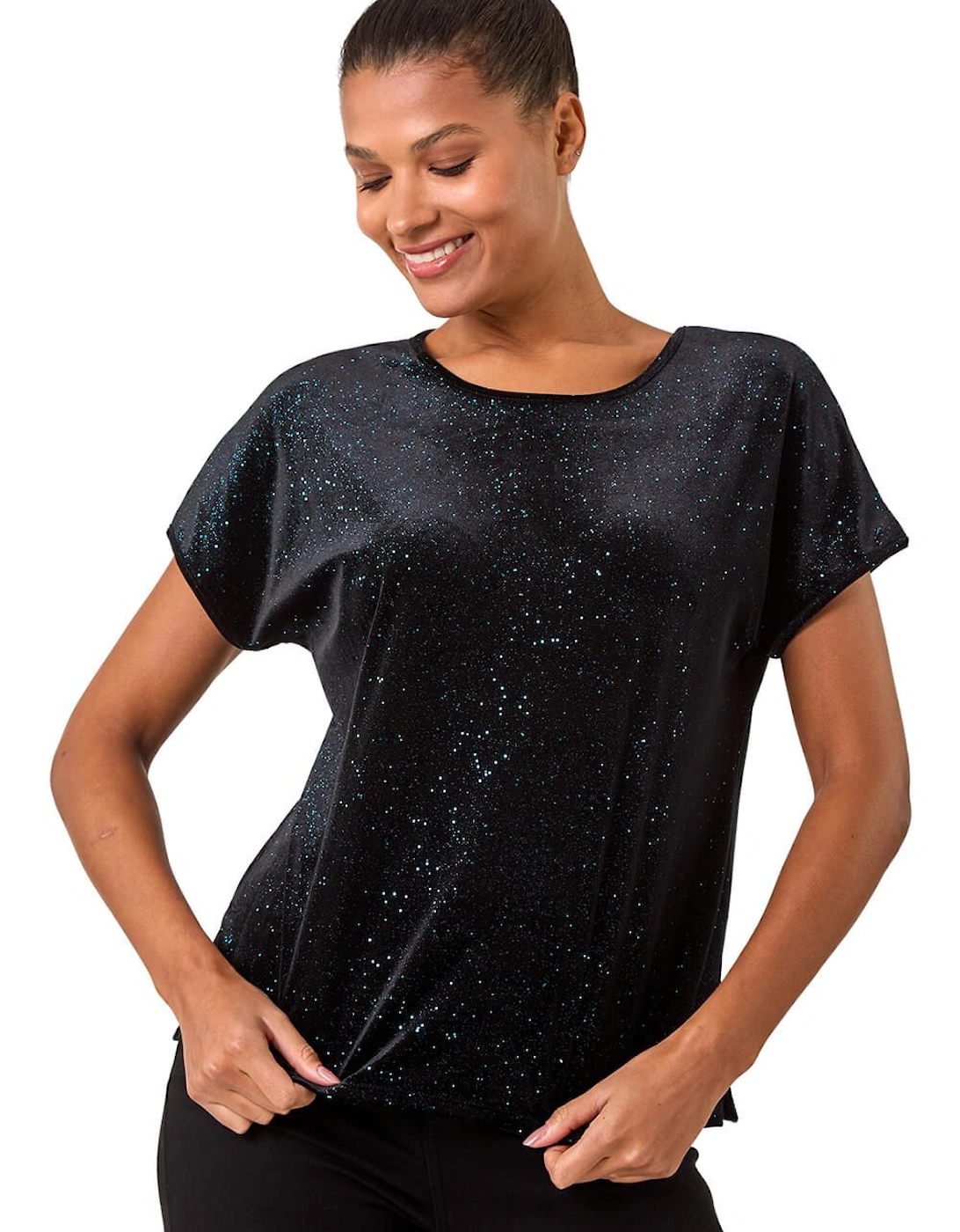 Glitter Velvet Stretch Top, 2 of 1