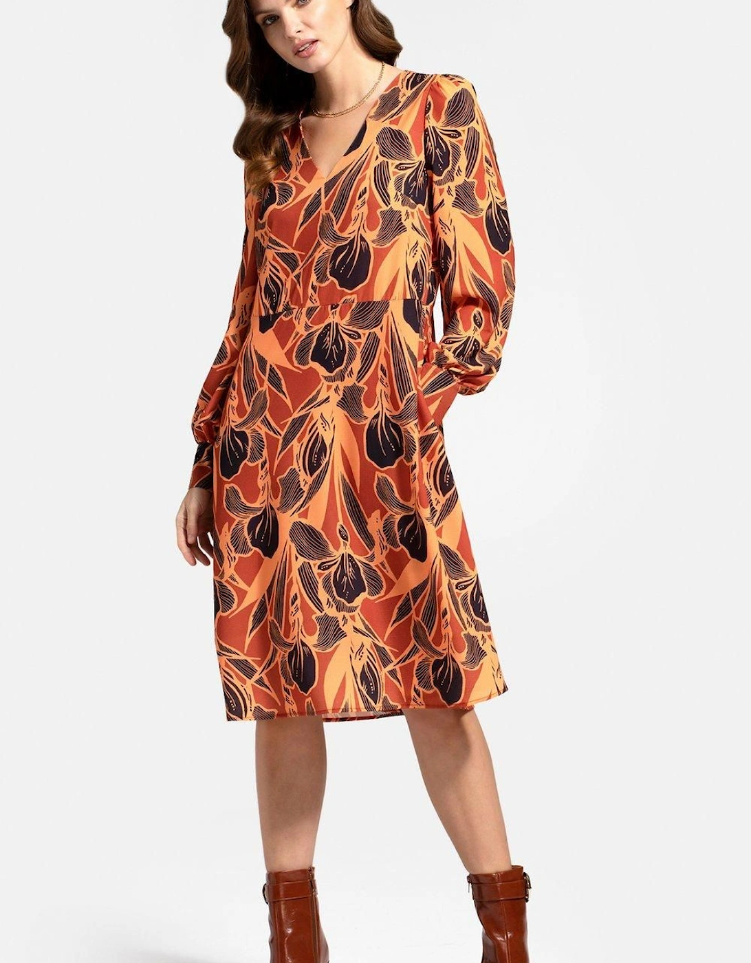 Chiffon Loose Dress with V Neck, 2 of 1