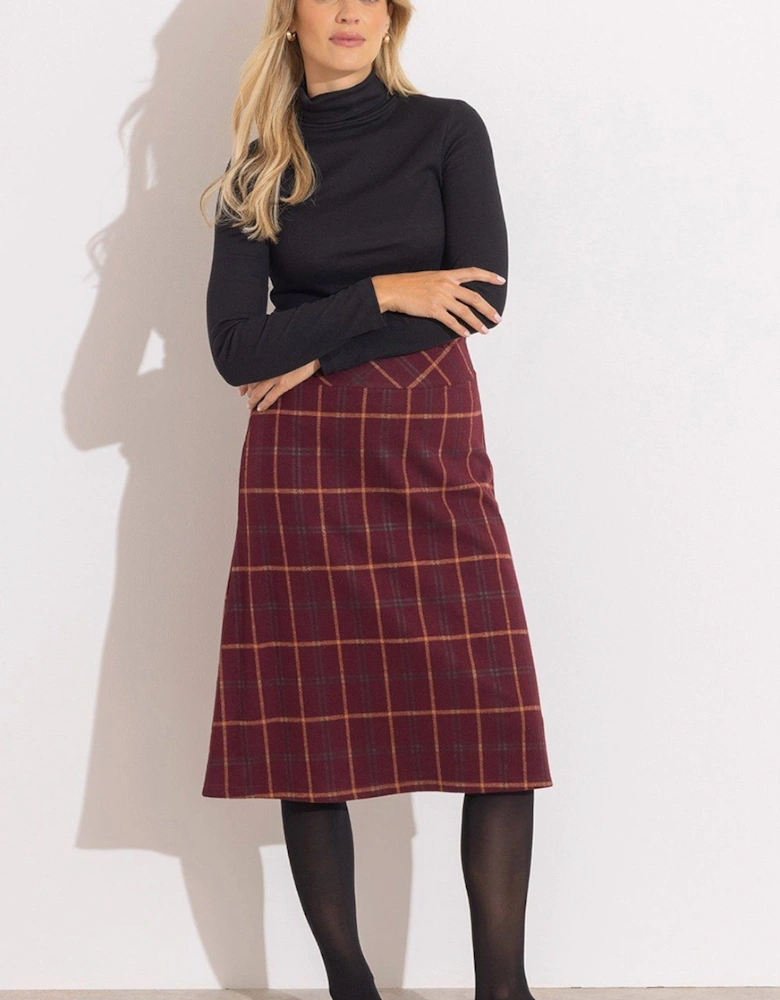 Checked Knitted A Line Skirt