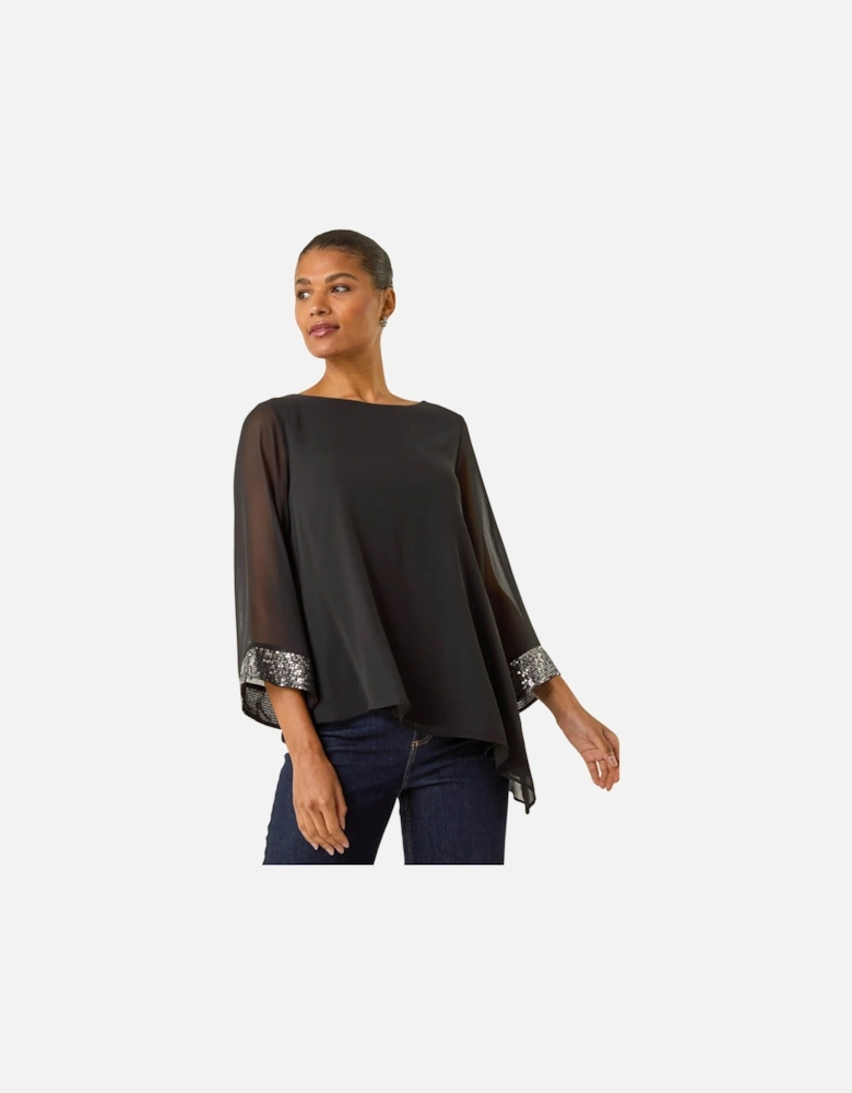 Asymmetric Sequin Cuff Top