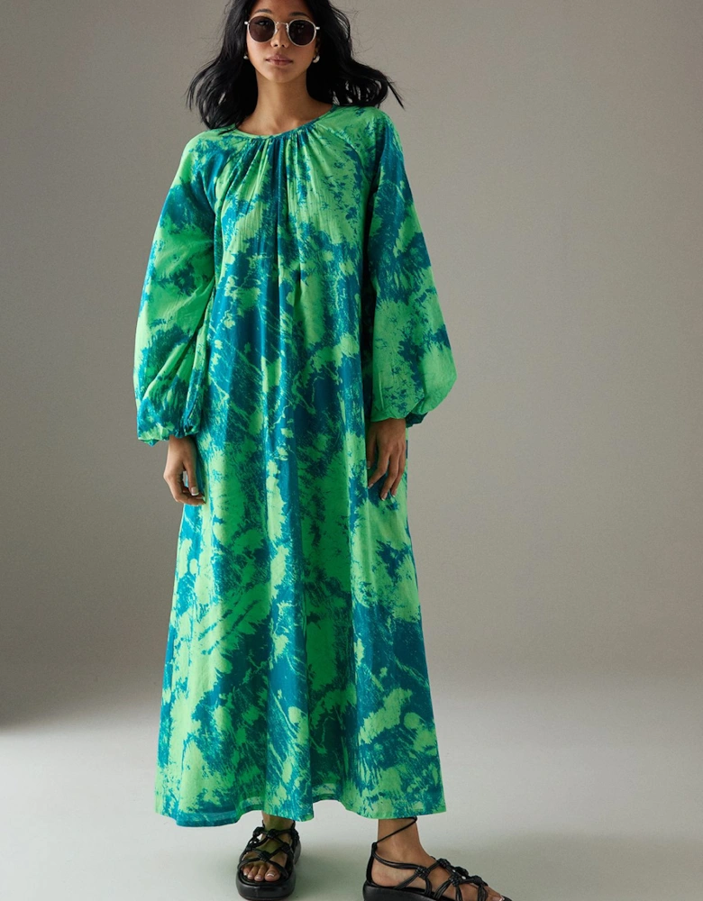 Cotton Trapeze Smock Midi Dress