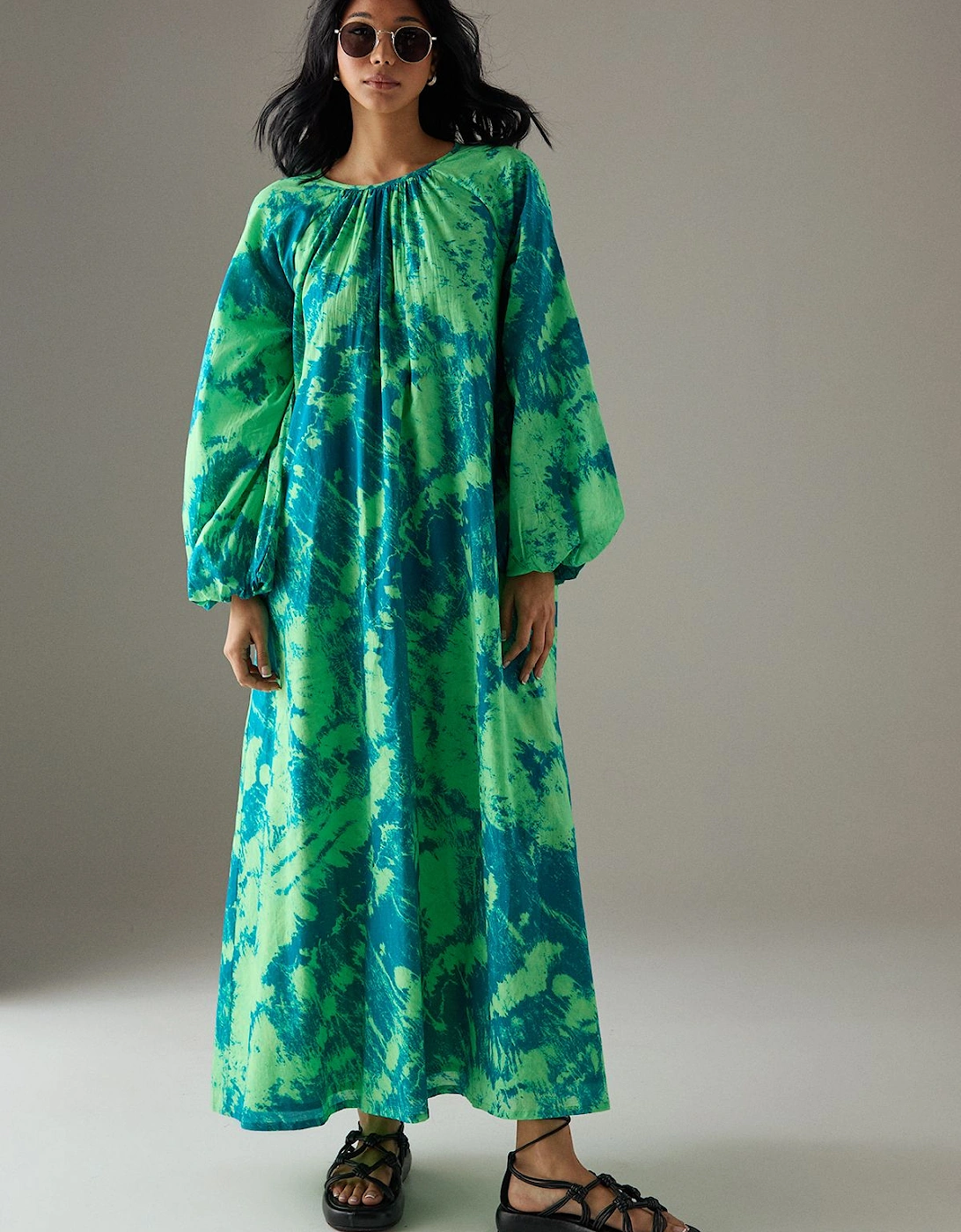Cotton Trapeze Smock Midi Dress, 2 of 1