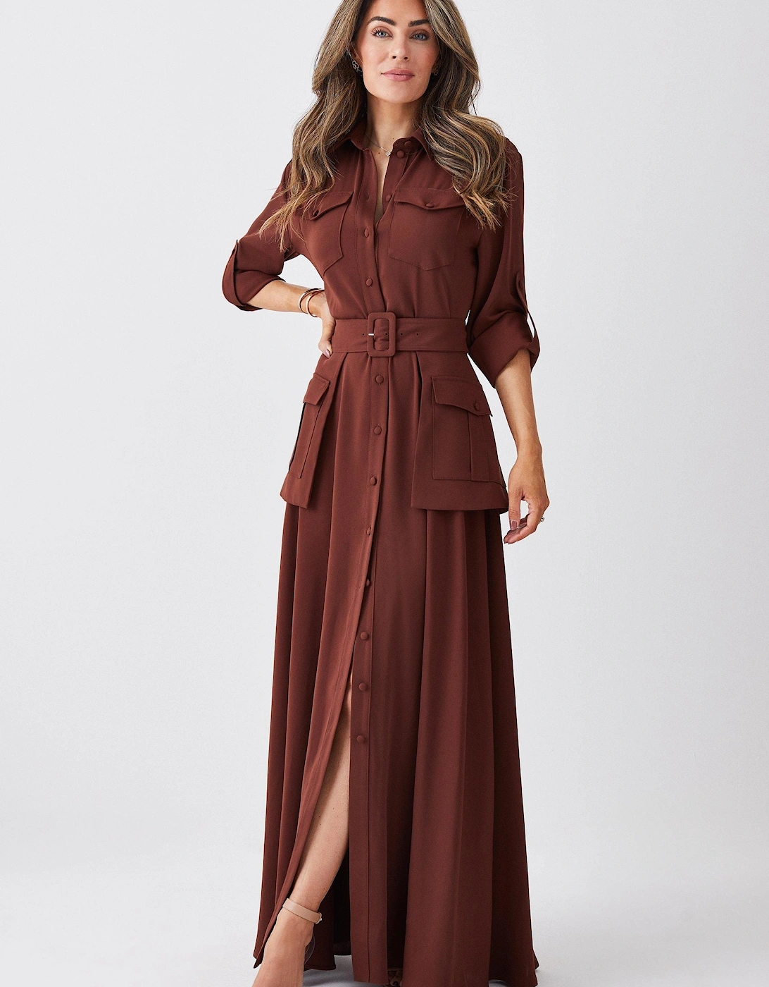 Lydia Millen Soft Tailored Belted Maxi Shirt Dress, 2 of 1