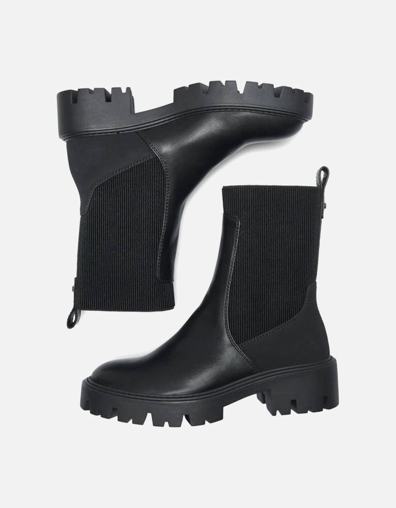 BETTY-7 Polyester Blend Women's Black Heeled Ankle Boots