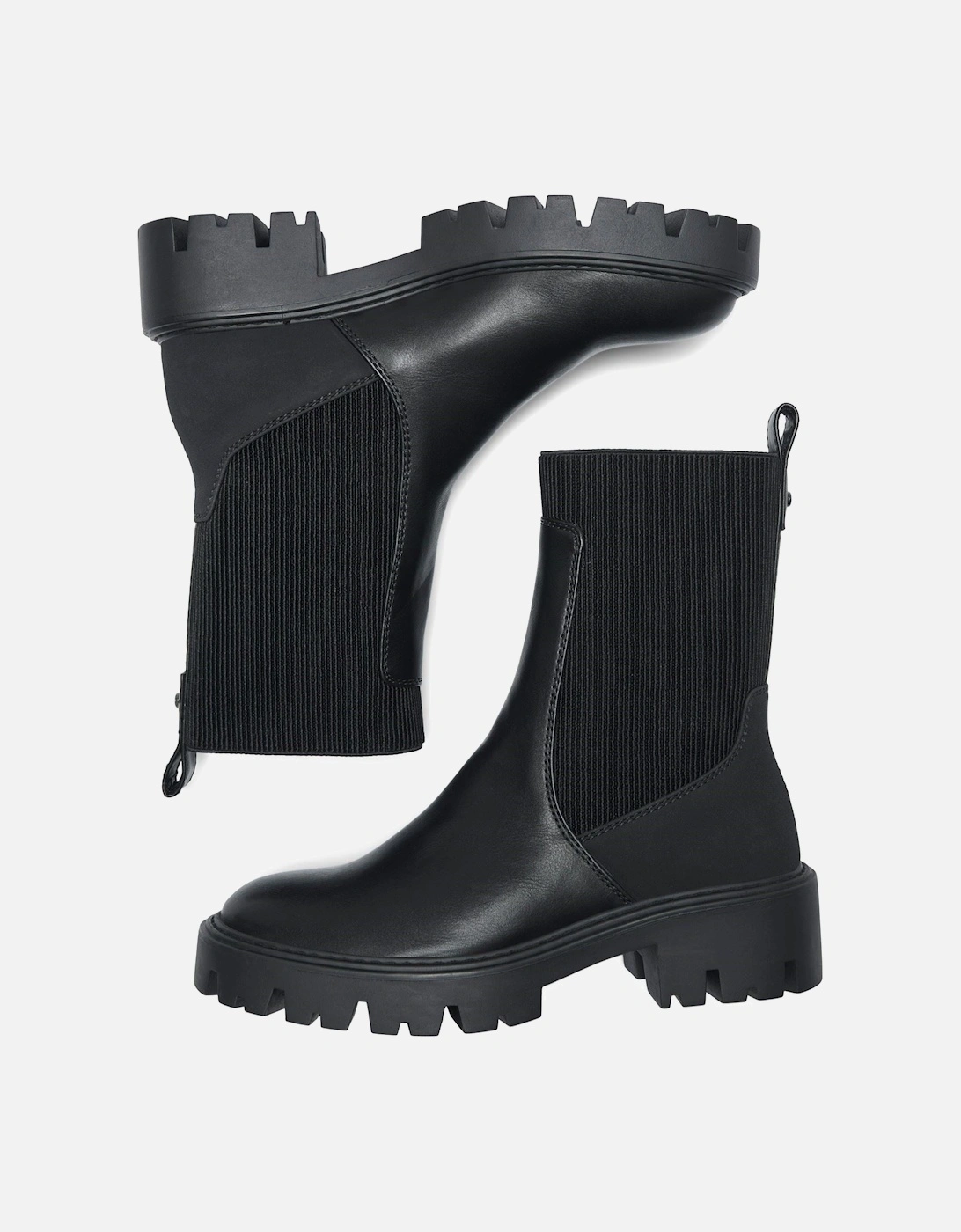 BETTY-7 Polyester Blend Women's Black Heeled Ankle Boots